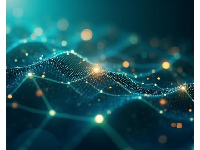 Ein abstraktes Netzwerk von verbundenen Knotenpunkten, das agile Entwicklung und Innovation im Tech-Sektor darstellt.