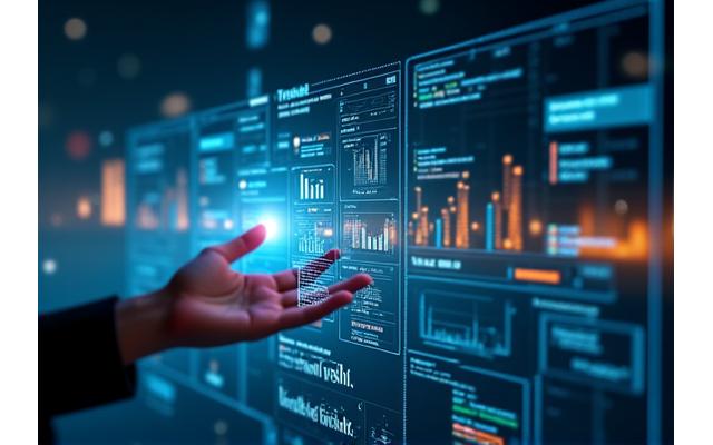 Eine digitale Roadmap oder ein Dashboard, das den Übergang von einem traditionellen zu einem modernen, professionalisierten Geschäftsmodell darstellt, mit KPIs und Fortschrittsbalken.